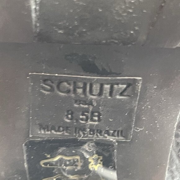 Schutz Zhara Lug Sole Boots Women’s 8.5 B Leather Black Lace Up Heeled - Picture 7 of 7